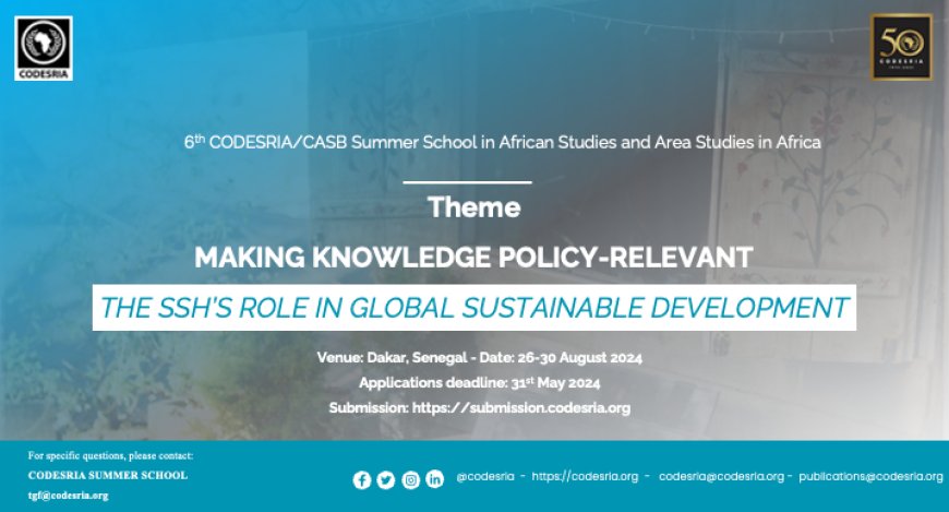 6th CODESRIA/CASB Summer School in African Studies And Area Studies in Africa