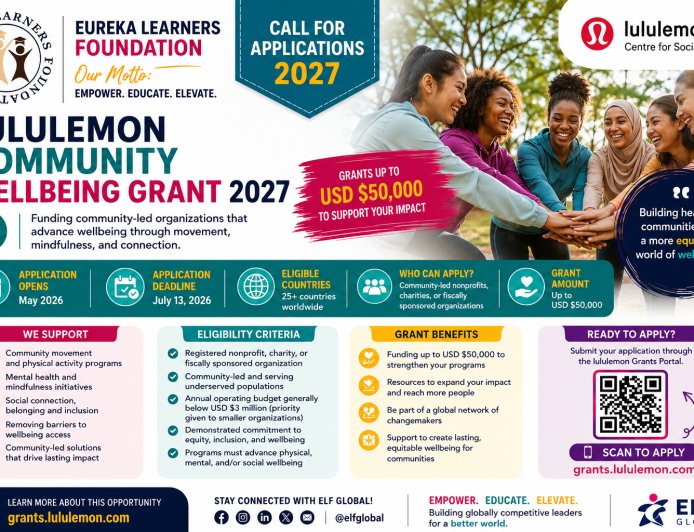 Call for Applications: Lululemon Community Wellbeing Grant 2027