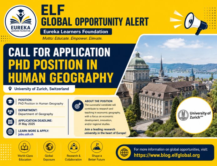 PhD Position in Human Geography 2026 at the University of Zurich, Switzerland (Fully Funded)