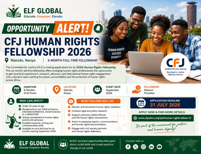 Apply for the CFJ Human Rights Fellowship 2026 in Nairobi, Kenya