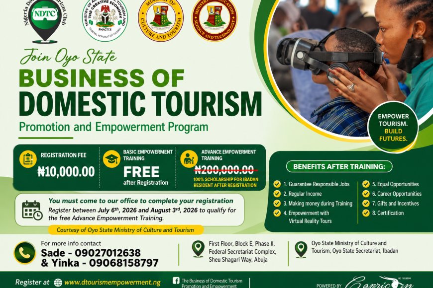 Oyo State Launches Domestic Tourism Promotion and Empowerment Programme for Aspiring Tourism Professionals