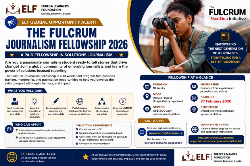 The Fulcrum Journalism Fellowship 2026: Apply for a Paid Fellowship in Solutions Journalism