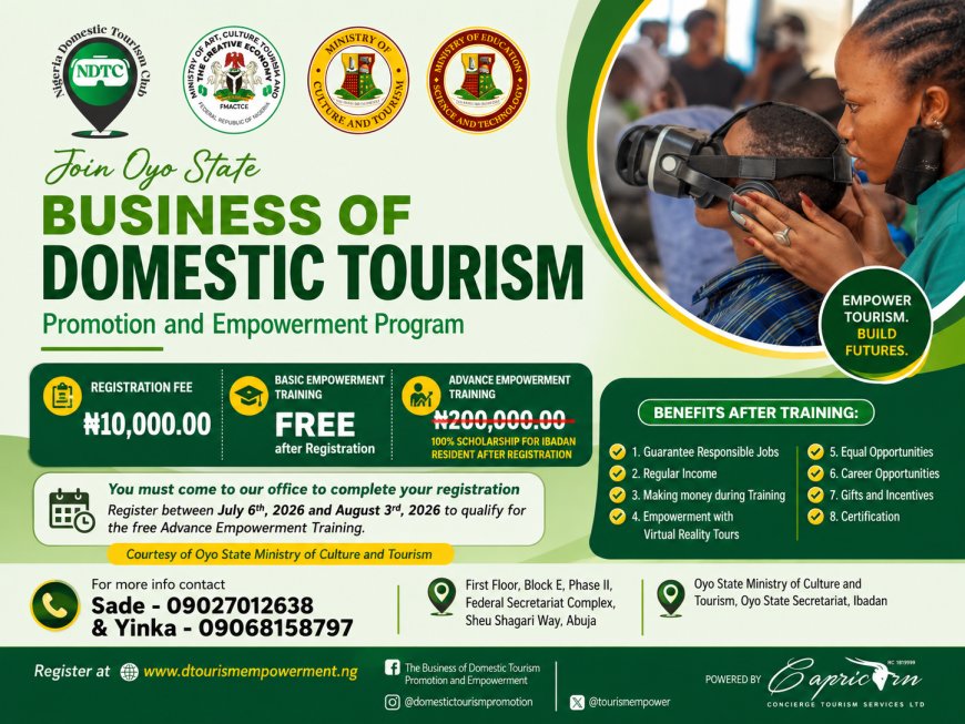Oyo State Launches Domestic Tourism Promotion and Empowerment Programme for Aspiring Tourism Professionals
